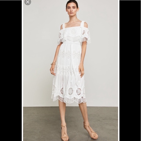 BCBGMaxAzria Midi Dress,Cold Shoulder Eyelet NWT - Picture 2 of 8